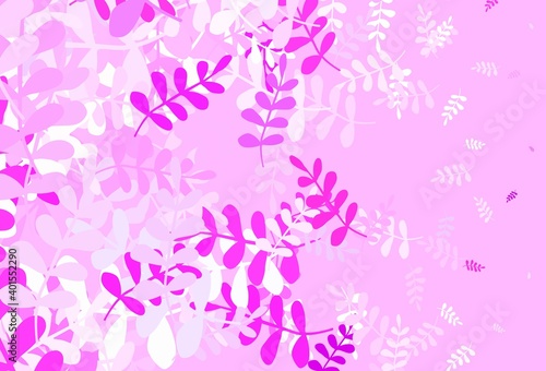 Light Purple  Pink vector abstract backdrop with leaves.