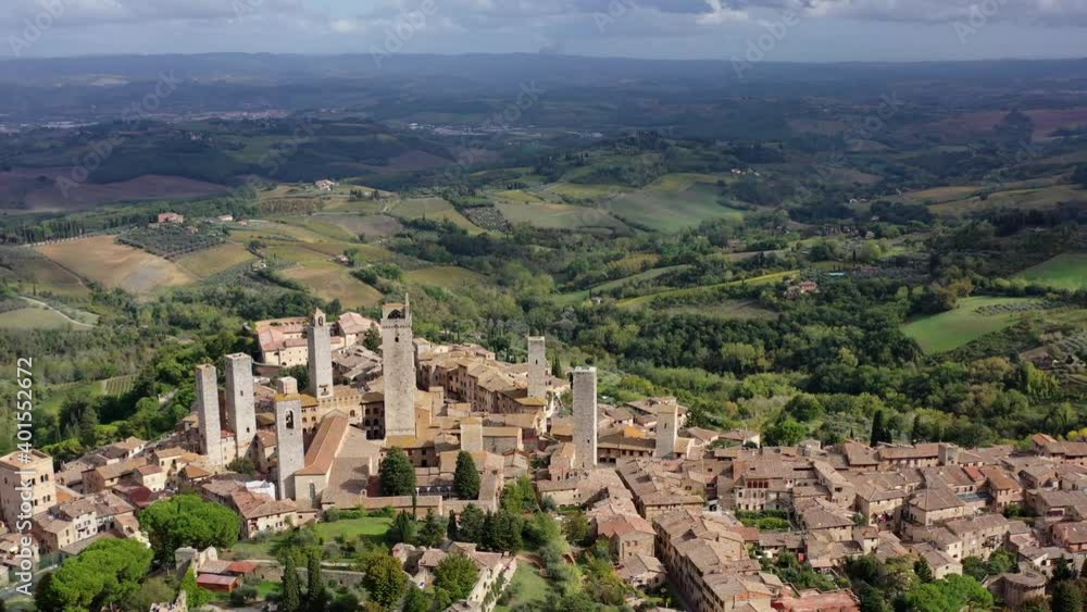 aerial view of the medieval town of San Gimignano, Tuscany Italy. aerial view of the medieval town of San Gimignano, Tuscany Italy.