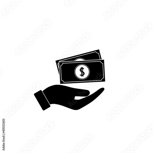 Money in hand. Money sign isolated on white background