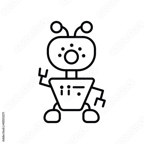 Antlike droid robot line icon