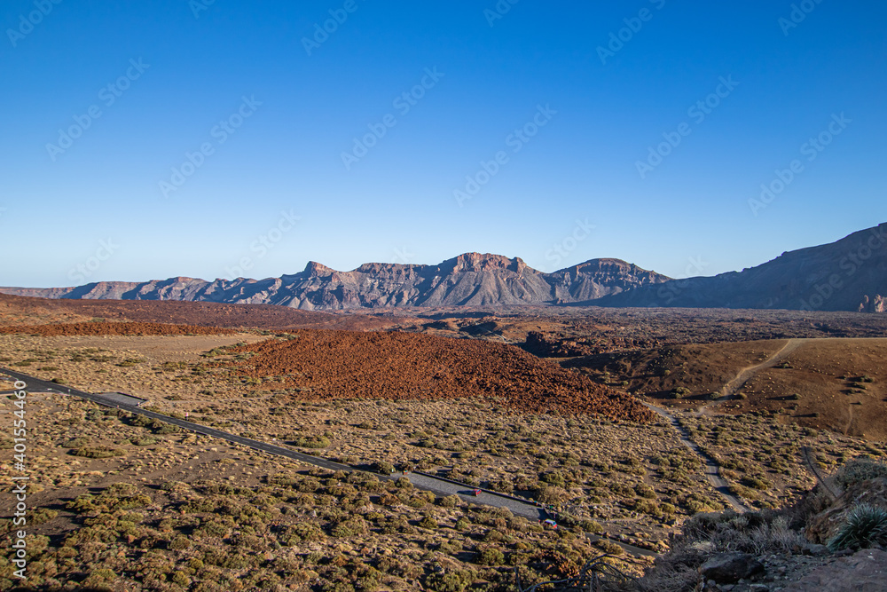 Naklejka premium View of Teide National Park at sunset from volcano Pico de Teide, Tenerife, Canary Islands, Spain