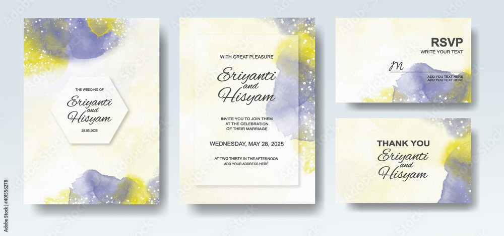 Obraz Wedding invitation with abstract splash watercolor