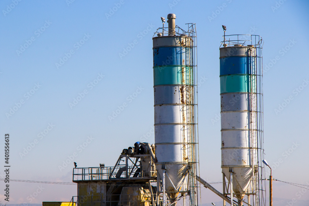 Factory reservoirs and building, outdoor Factory reservoirs and building, outdoor