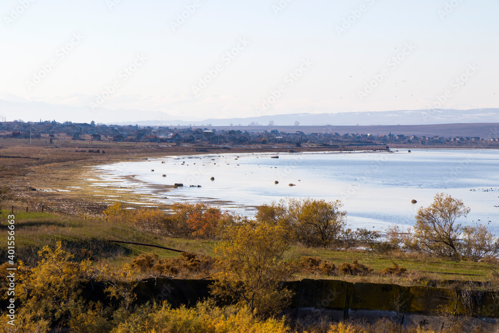Landscape and view of lake during winter Landscape and view of lake during winter