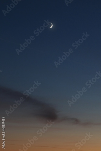 Sky with moon in afterglow