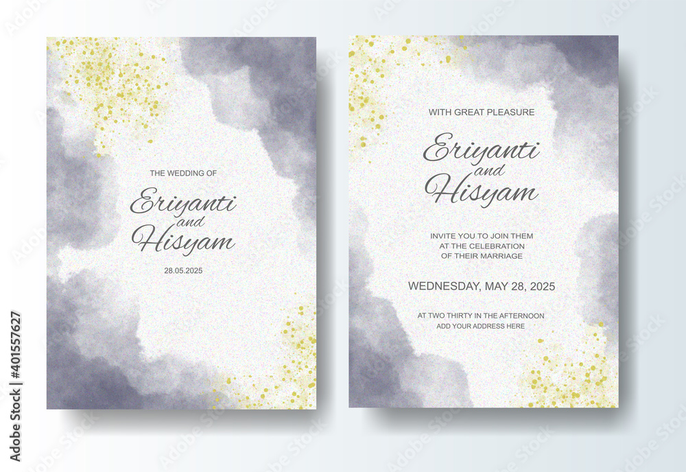 Fototapeta premium Wedding invitation with abstract splash watercolor