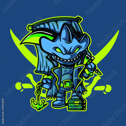 Tshirt design  shark vector illustration for print (ID: 401558019)