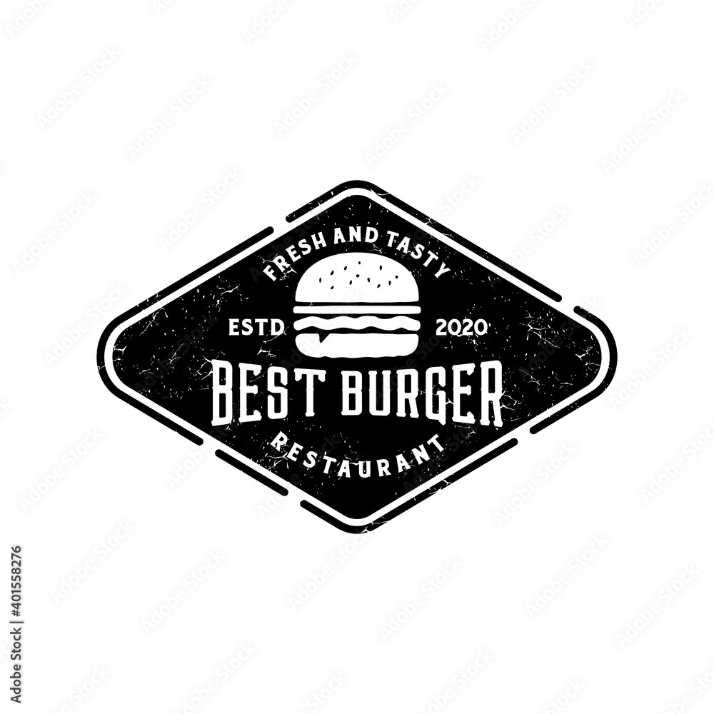 Obraz premium Burger food logo restaurant sign design template inspiration