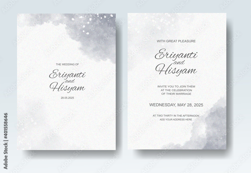 Wedding invitation with abstract splash watercolor Wedding invitation with abstract splash watercolor