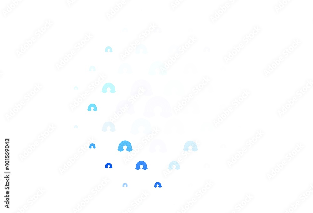 Light BLUE vector backdrop with rainbows, clouds. Light BLUE vector backdrop with rainbows, clouds.