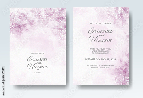 Wedding invitation with abstract splash watercolor