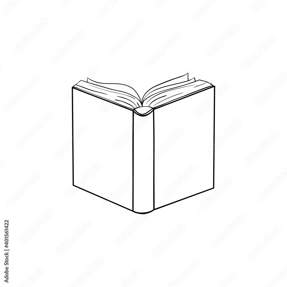vector sketch illustration - blank open book and stack of books vector sketch illustration - blank open book and stack of books
