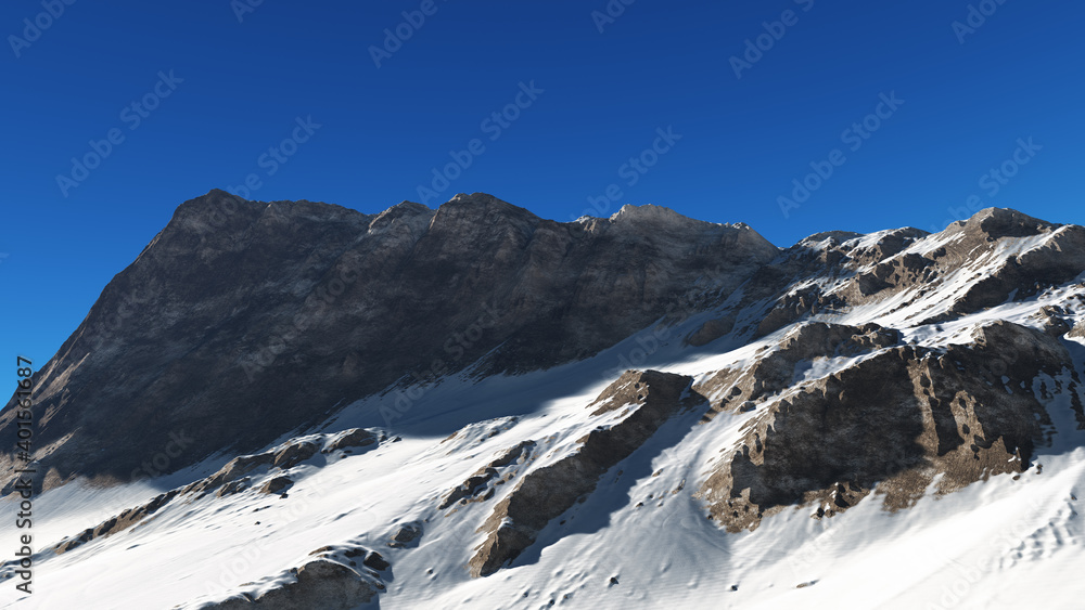 mountain snow sun ray illustration