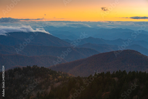 Mountain Layers on Blue Ridge Parkway At Sunset