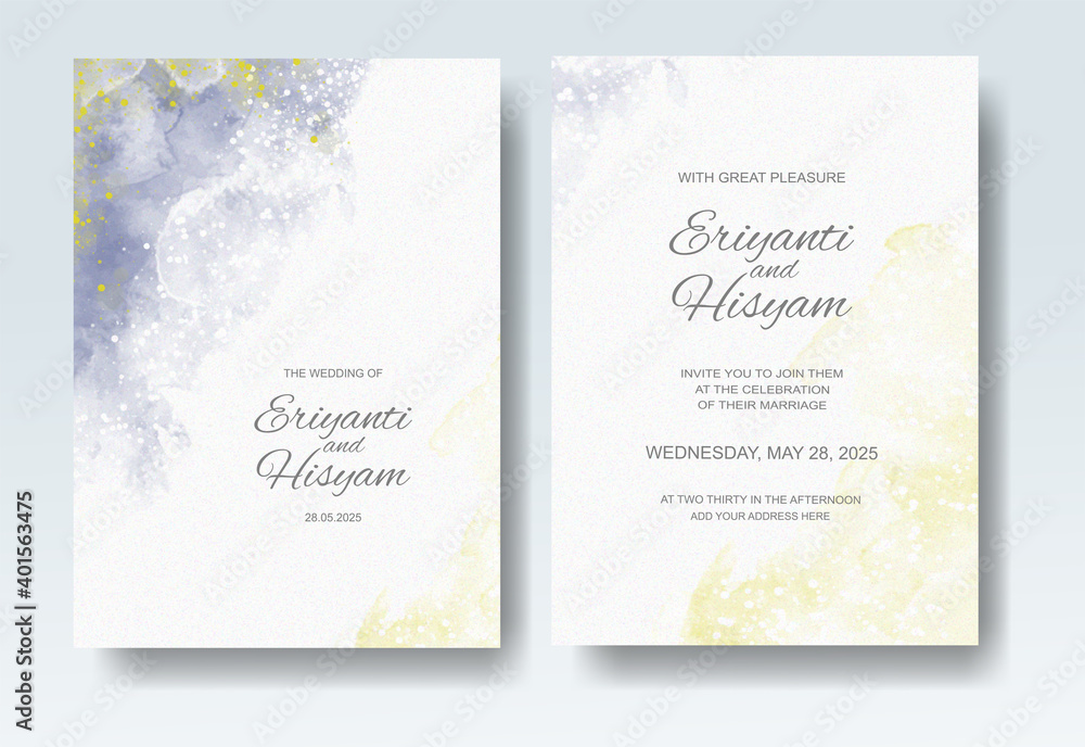Fototapeta premium Wedding invitation with abstract splash watercolor