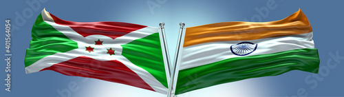 Double Flag India vs Burundi flag waving flag with texture background photo