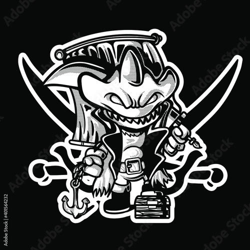 Tshirt design  shark vector illustration for print (ID: 401564232)