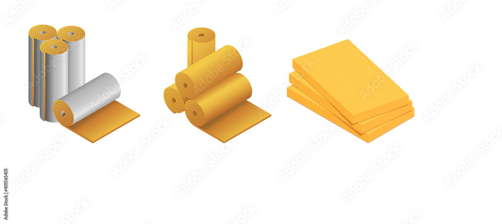 Mineral Wool Flat Vector Icon Rolls Of Fiberglass Insulation Material  Isolated On White Background Vector Illustration Rock Wool Insulator For  Heat Cold Protection 3d Cartoon Glass Wool Rolls Icon Stock Illustration 
