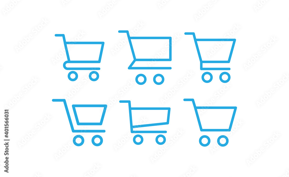 Shopping cart vector icon collection. E-commerce online shop symbol.