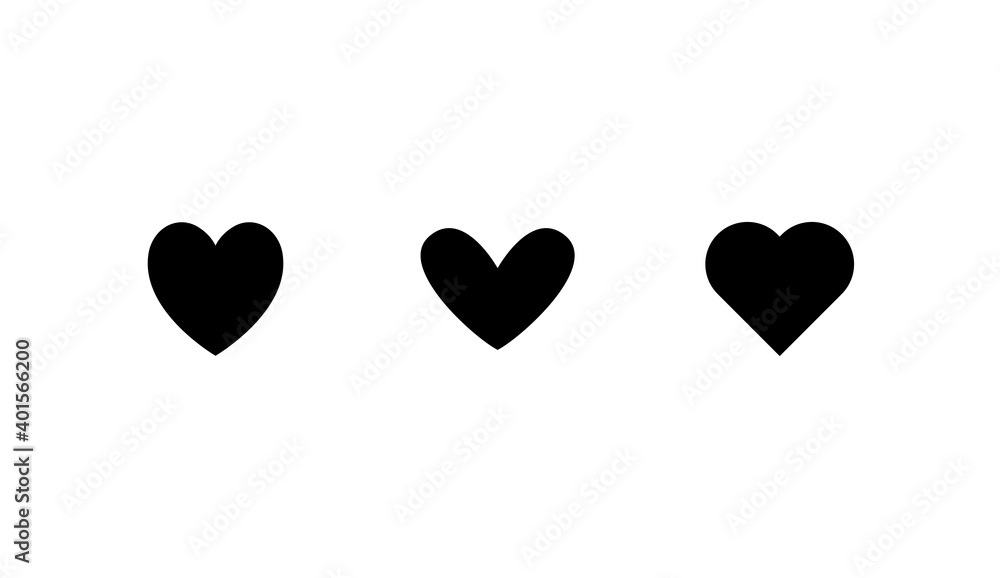 Hearts icon collection. Love symbol. Valentine's day heart vector set.