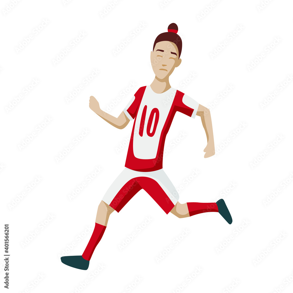 Football player character showing actions. Cheerful soccer player jumping, celebrating victory. Simple style illustration. Football player character showing actions. Cheerful soccer player jumping, celebrating victory. Simple style illustration.