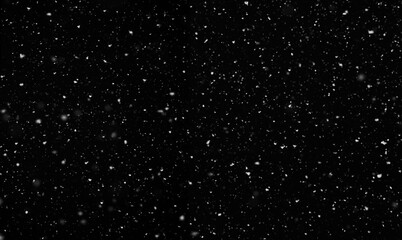 Falling snow isolated on black background