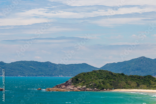 view of the sea from the sea located at Quatro Ilhas Beach, Bombinhas, Santa Catarina, Brazil