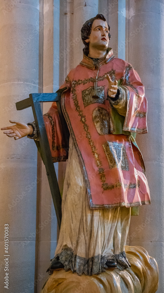 Obraz premium Saint Lawrence Christian martyr in The Cathedral of Huesca, Aragon, Spain