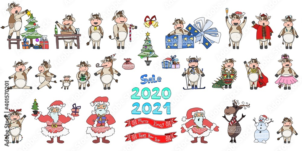 large selection of New Year's characters vector large selection of New Year's characters vector