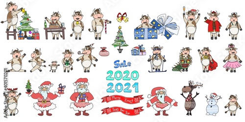 large selection of New Year's characters vector