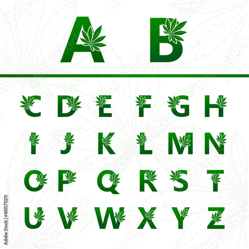 Set of premium cannabis plant letter for logo design vector.