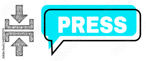 Chat Press blue cloud frame and net mesh press vertical direction. Frame and colored area are misplaced to Press text, which is located inside blue colored cloud.