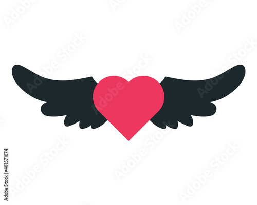heart with wings icon. Element of tattoo icon for mobile concept and web apps. Glyph style heart with wings icon can be used for web and mobile on white background