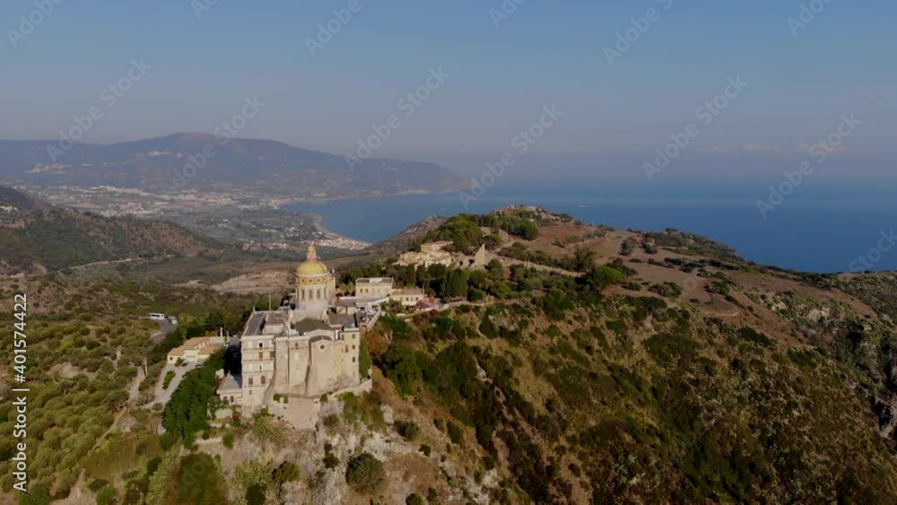 Aerial shots of the Marinello lakes in the Gulf of Tindari with the Sanctuary and archaeological area in Sicily, Italy. Aerial shots of the Marinello lakes in the Gulf of Tindari with the Sanctuary and archaeological area in Sicily, Italy.