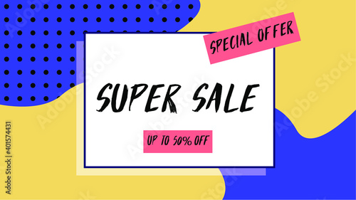 Sale banner template. Sale 50 percent off discount. Vector illustration