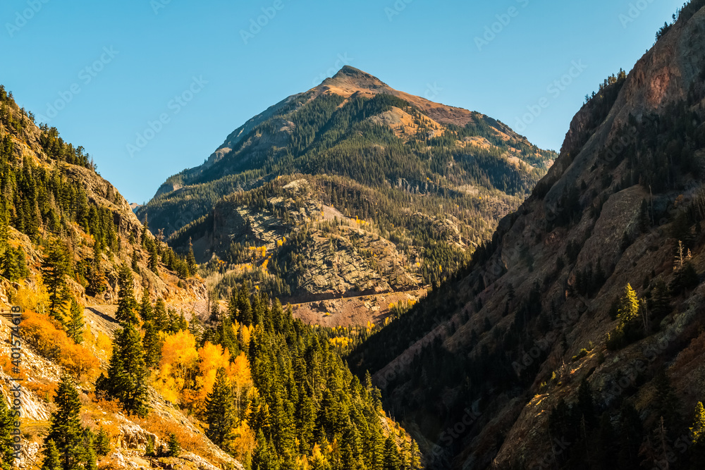 Fall Color in The Uncopahgre Gorge on The Million Dollar Highway, Ouray, Colorado, USA