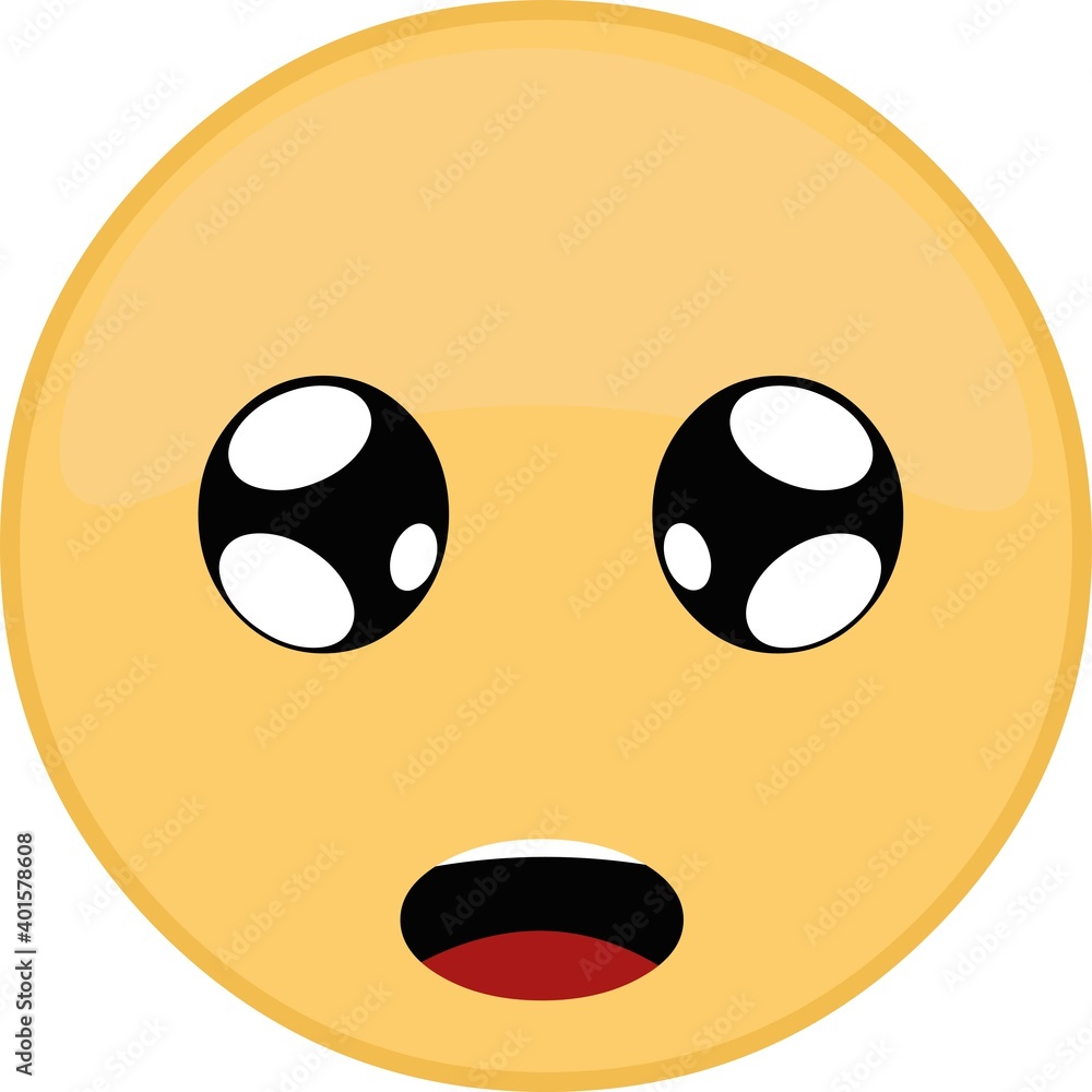 Fototapeta premium Vector illustration of emoticon with a scared expression