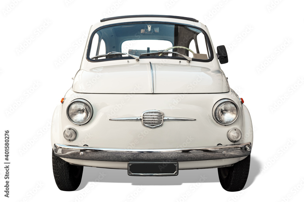 Vintage car isolated with shadow on white background