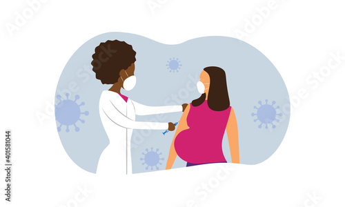 Pregnant woman getting covid-19 vaccine shot