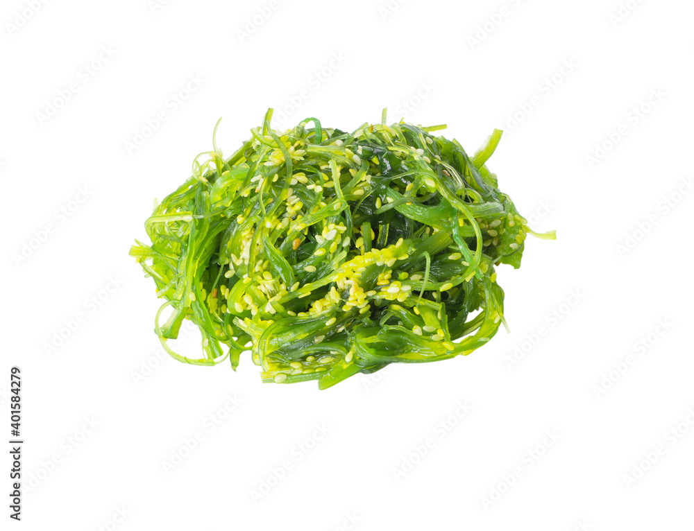 Wakame salad isolated on white background. food for health concept. Wakame salad isolated on white background. food for health concept.