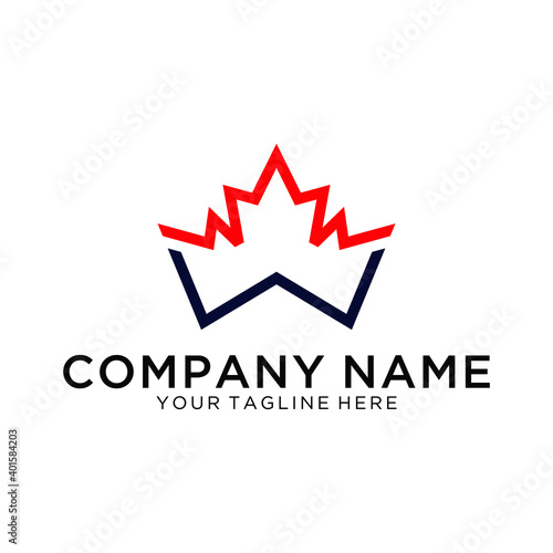 logo letter w with icon maple leaf vector design