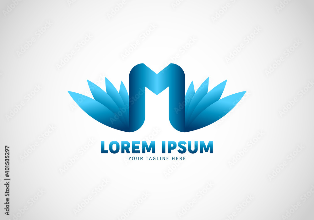 Fototapeta premium Initial M Letter Wing, Logo Template, Elegant Design, Resembling a flower.