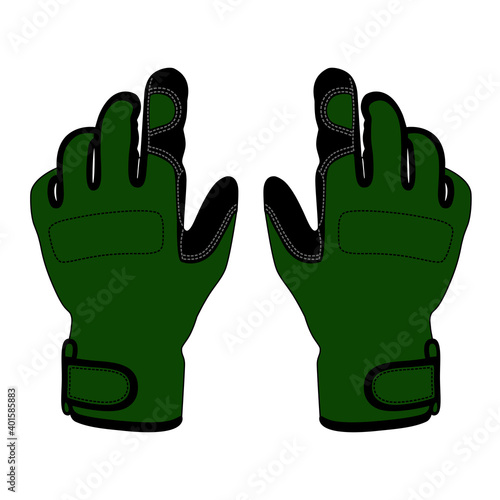 Tactical gloves for outdoor activities in vector.Warm sports gloves in vector.Winter gloves logo. photo