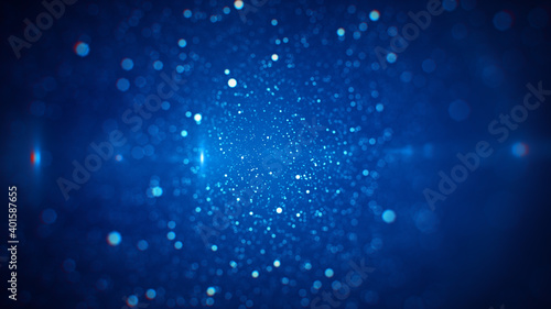 Abstract Sweet Blue Shine Sharp And Blurry Bokeh Optical View Of Glitter Sparkles Dust Background