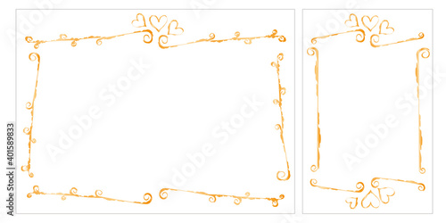 Love concept. Hearts decorative frame for Valentine's day cards, frame, invitations and design. Mother's day, Wedding, Bridal shower. Vector illustration. バレンタインイラスト、バレンタインカード、招待状イラスト