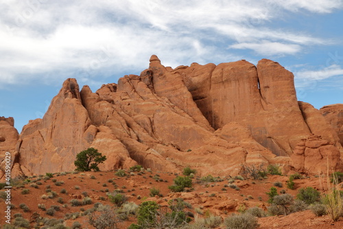 Sandstone formations shaped as cutting boards, Arches National Park