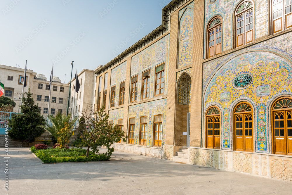 Historic buildings at Golestan palace complex in Tehran, Iran
