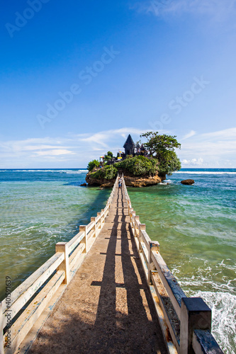 A hinduism temple in a small island in Bale Kambang beach, a tourist destination in Southern Malang, East Java, Indonesia