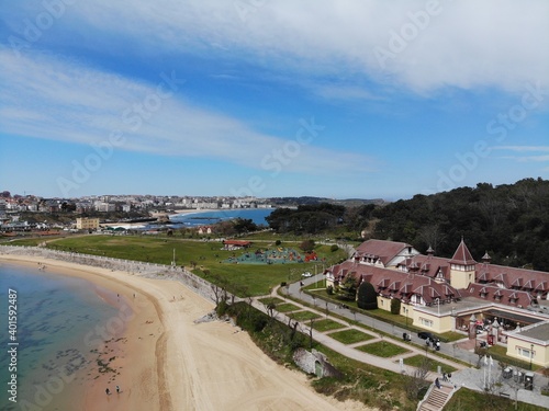 Aerial view of La Magdalena palace on a sunny day