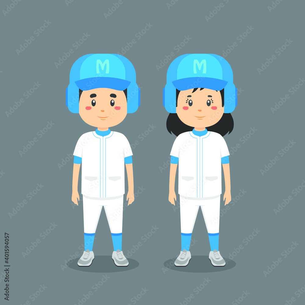 Couple Character Wearing Baseball Outfit